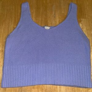 Tank top shirt woman’s large small crop top fuzzy blue A New Day